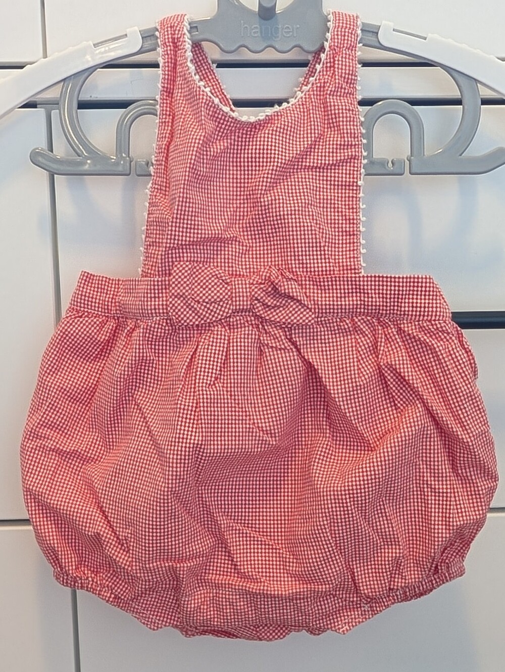 Janie and Jack | Red and White gingham check Bubble Romper | 3-6 Months